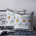 thumbnail image 2 of 24x24 Pillow Covers Set of 2, Daisy Throw Pillow Covers Decorative Couch Cushion Case, Spring Floral Black Plaid Eucalyptus Leaves Microfiber Square Pillowcases for Bedroom Car Living Room, 2 of 6