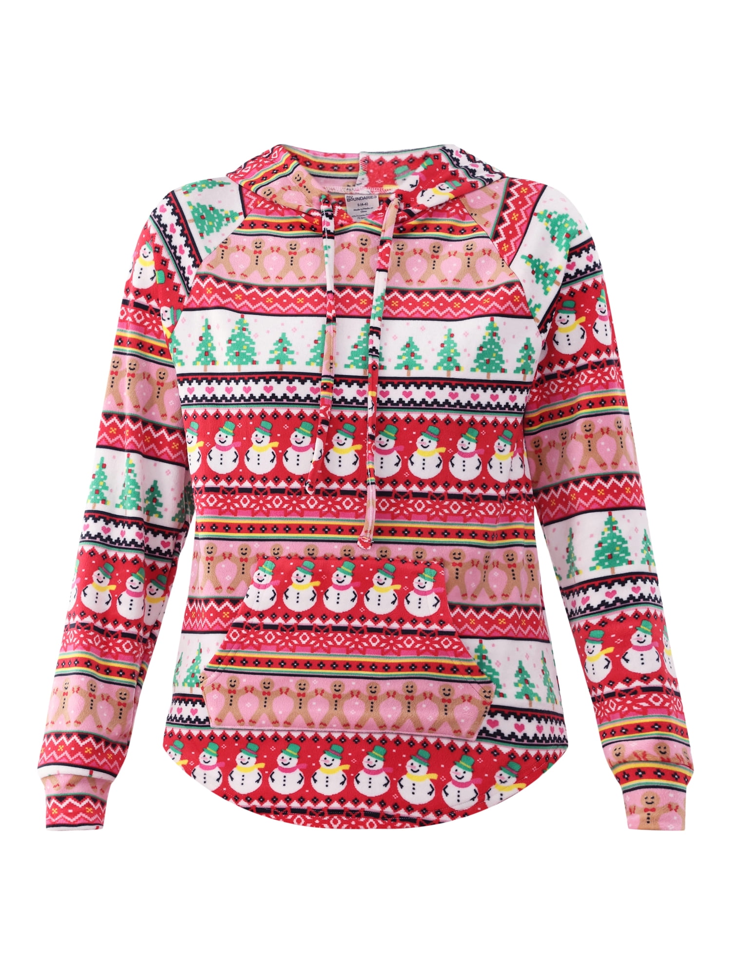 No Boundaries Plush Christmas Pullover Hoodie, Women's