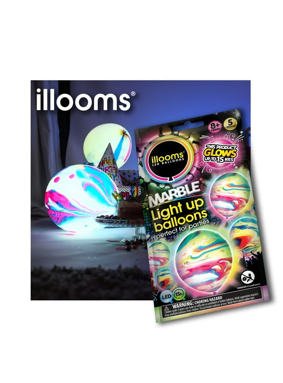 Illoom LED Latex Balloons Marble 5 Pack - Add Fun and Excitement to Your Party with illooms Multi-Color Marble Balloons