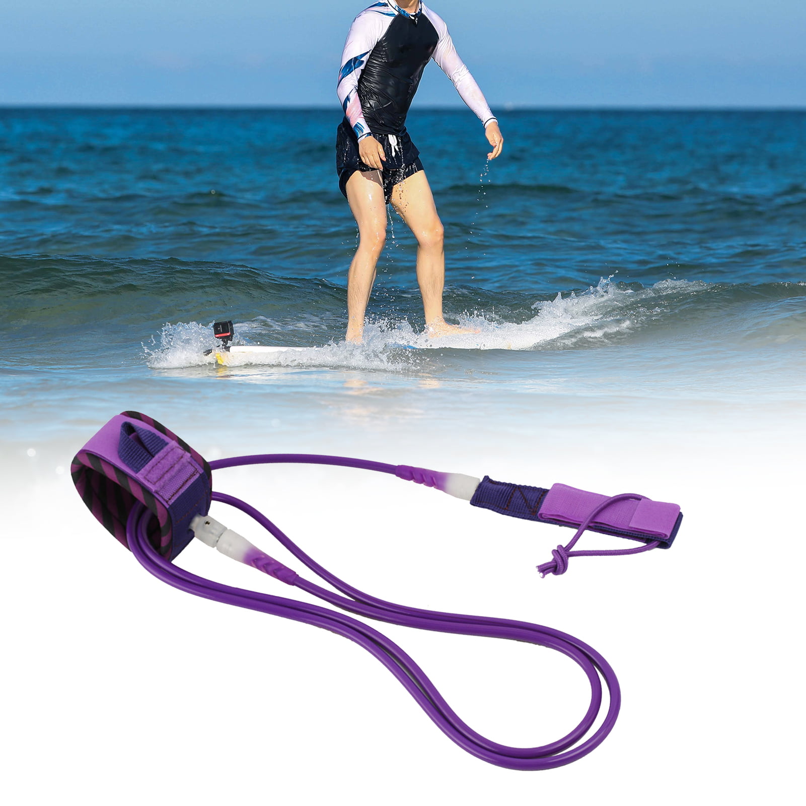11FT Surfboard Surfing Leash SUP Board Coiled Cord Leg Rope Double Swivels 