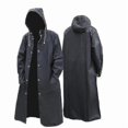 thumbnail image 3 of Men's Long Raincoat Waterproof Reusable Rain Poncho With Hood Hiking Fishing Rain Jacket, Suitable For 70-85kg(1pcs, Black), 3 of 5