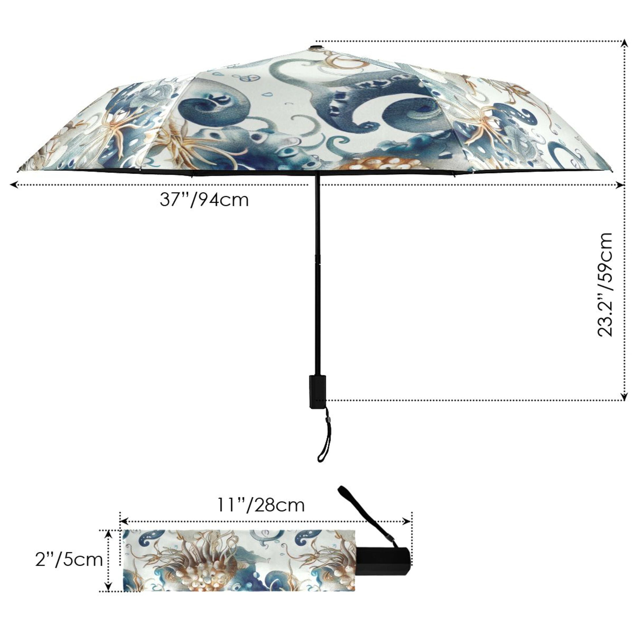 ALAZA Abstract Octopus Starfish UPF 50+ Compact Folding Umbrella for Rain Travel Umbrella Packable