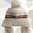 thumbnail image 1 of Women's Winter Warm Fleece-Lined Beanie Hat with Ears in Color Block Design, 1 of 11