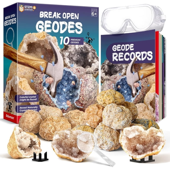 Piano Potato Geodes with Crystals Break Open 10 Premium Geode Kit-Geology Geode Crystal Science Kit-STEM Educational Toys Birthday Gifts for Boys & Girls (Potential for Coloured Geodes Crystals)