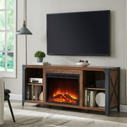 OKD Fireplace TV Stand for TVs up to 65", Reclaimed Barnwood Color