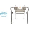 thumbnail image 3 of NOVA Medical Products Foldable Bath and Shower Chair with Arms and Back, U Shaped Front Design for Hygienic Cleaning, Seat Height Adjustable, Travel Folding Bath Seat Chair, White, Standard, 3 of 6