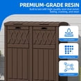 thumbnail image 3 of Dextrus 76 Gal Resin Outdoor Garbage Bin, Dual Can Design, Tiered Lid & Drip Tray, Dark Brown, 3 of 10