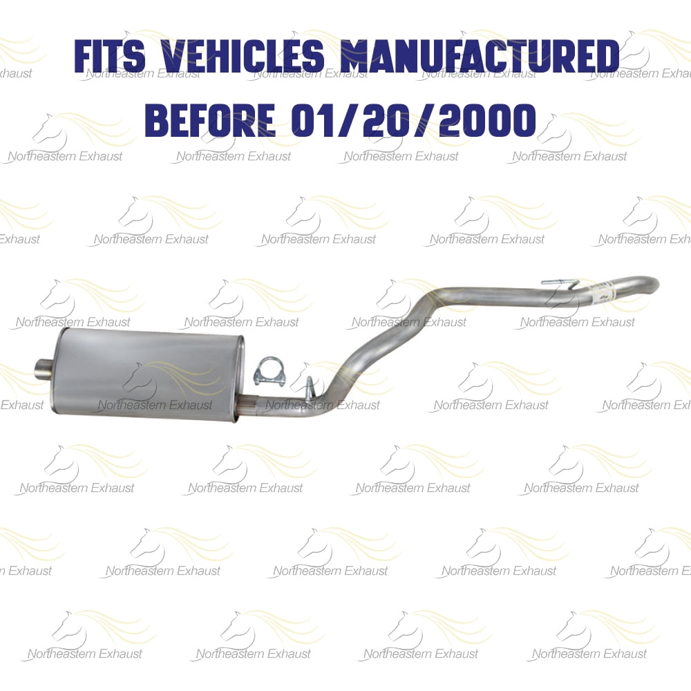 Northeastern Exhaust Muffler & Tail Pipe Fits 1996-1999 Jeep Cherokee 2.5L (Before 01/20/2000) & 2000 4.0L (After 01/20/2000, Federal Emissions) - Direct Fit | Stainless Steel System Kit
