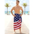 thumbnail image 4 of HAPPY BAY Men's Patriotic 4th of July American USA Flag Swimwear Summer Sarong Swim Trunk Long Pareo Beach Wrap for Men One Size Pearl, Stars and Stripes For Dad, 4 of 6