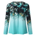 thumbnail image 5 of Pntutb Mujer Casual Camiseta Impreso Manga Larga Cuello Redondo Fruncido Pullover Blusa tops Pntutb Pntutb-7552, 5 of 5