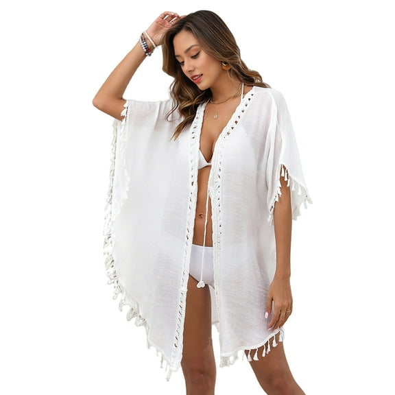 Women Swimsuit Cover Up Shirt 2025 Tassel Beach Bathing Suit for Swimwear Bikini Dress