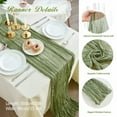 thumbnail image 4 of 6 Pack Sage Green Cheesecloth Table Runners 10ft Wide Gauze Boho for Bridal Shower Wedding Table Decorations, 4 of 7