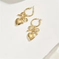 thumbnail image 4 of Fashion Bow Heart Drop Dangle Earrings for Women Silver Gold-Toned Love Hearted Bowknot Dangling Hoop Earring Trendy Click Top Stud Post Lightweitght Wedding Valentine Jewelry, 4 of 12