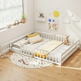 thumbnail image 2 of Costway Queen Size Floor Bed with Full Length Safety Guardrails & Door for Boys, Girls White, 2 of 10