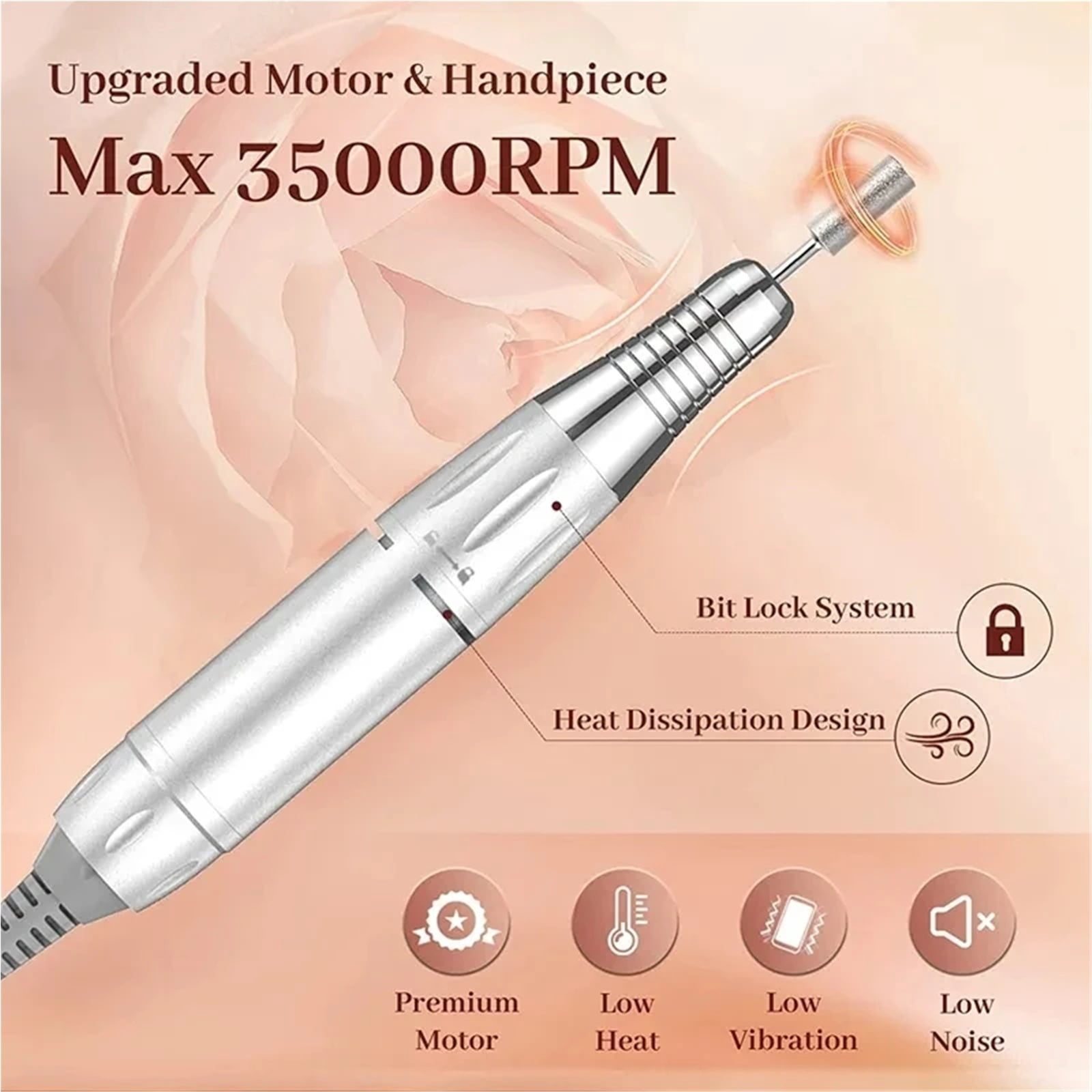 35000RPM Electric Nail Drill Machine For Manicure Professional Drill For Nails Polisher Cordless Nail File For Acrylic Gel Nails