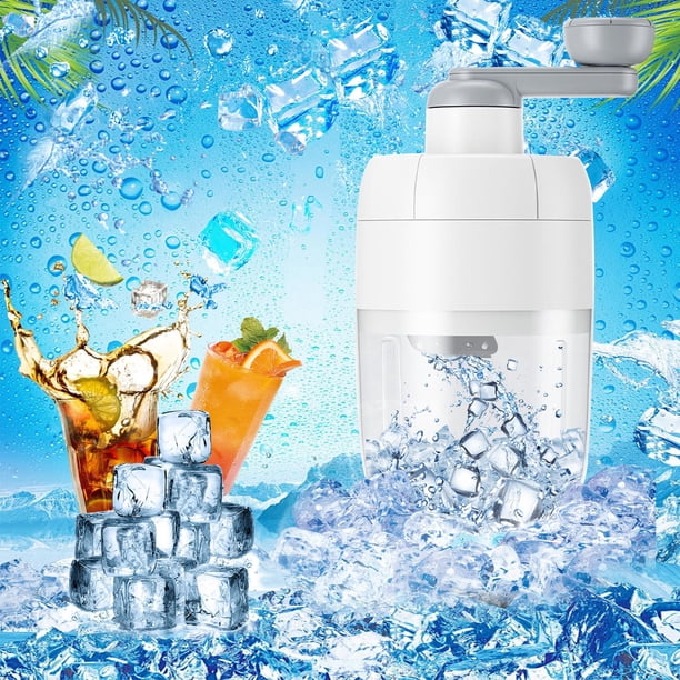 Máquina de hielo raspado con trituradora de hielo manual | Manivela | Cuchillas de acero inoxidable | Plástico ABS apto para uso alimentario | No eléctrico | Diseño transparente | 1 afeitadora + 3