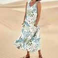 thumbnail image 2 of Susanny Vacation Dresses Petite Womens Cotton Linen Boho Sexy Maxi Dress for Women Floral Tank Summer Work Dresses for Women Long Sleeveless Flowy Sun Dresses for Women 2023 with Pockets White M, 2 of 9