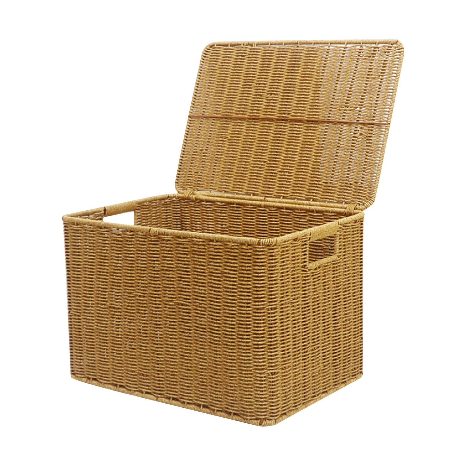 Cube Storage Basket with Lid and Frame 12.59X10.62 Inch Woven Storage Box for Clothing and Sundries Multipurpose Organizer for Home Wicker Design