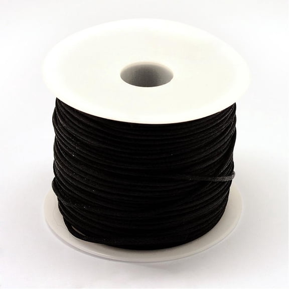 Nylon Thread Rattail Satin Cord Black 1.5mm about 49.21 yards(45m)/roll