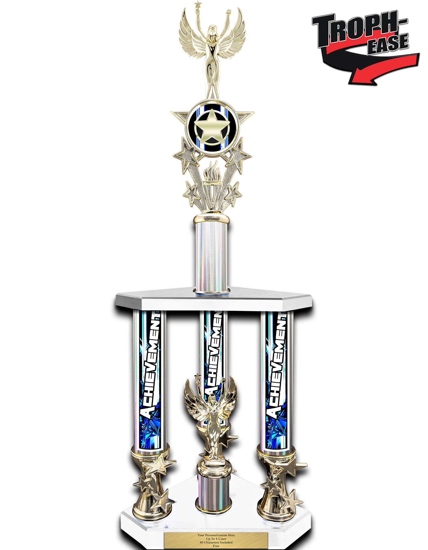 SHOOTING STARS SILVER COLOUR TROPHY ENGRAVED FREE CONGRATULATIONS AWARD TROPHIES 