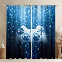 Homewish Abstract Gamer Blackout Curtains Set of 2 (52x84 Each) for Teens Boys Girls,Video Game Window Curtains,Bling Glitter Curtains and Drapes,Breathable Home Decor