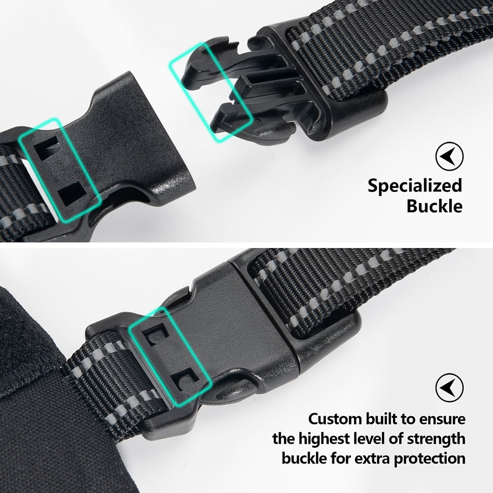 PHOEPET 2019 Upgraded No Pull Dog Harness, Reflective Adjustable Vest, with a Training Handle + 2 Metal Leash Hooks+ 3 Snap Buckles +4 Slide Buckles