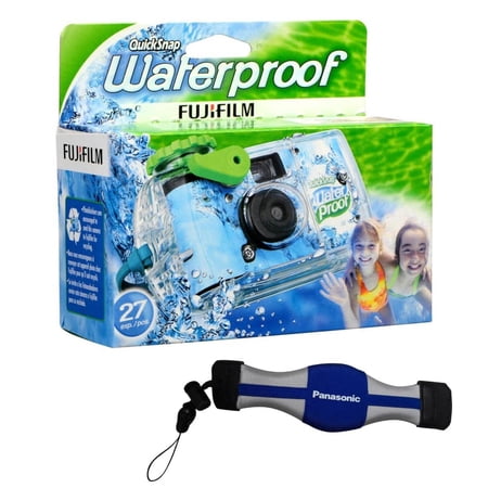 Fujifilm QuickSnap 800 Waterproof 35mm One-Time-Use Disposable Camera, 27 Exposures with Panasonic Floating Camera Strap
