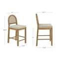 thumbnail image 4 of Nathan James Bailey Boucle Upholstered Rattan Bar Stool Counter Height Stool with Natural Rattan Woven Back For Kitchen Island Light Brown, 4 of 5