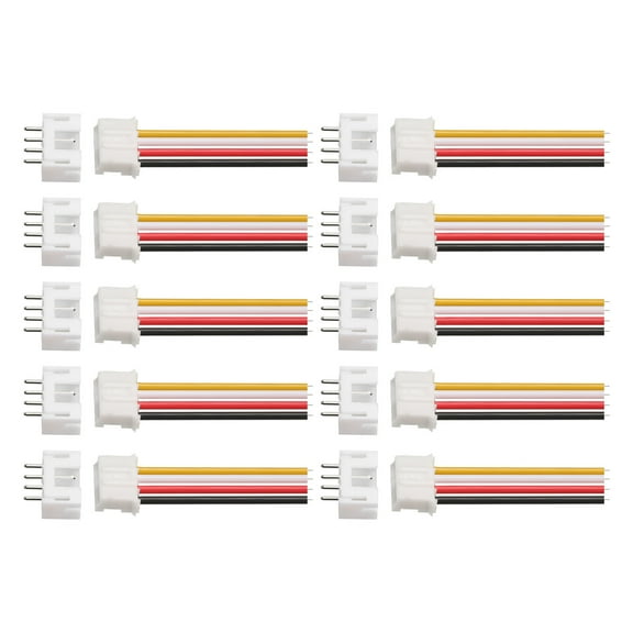 Uxcell PH 2.0 Single Female Connector Plug 4 Pins with 20cm Wire Cables for Electrical Appliances Pack of 10