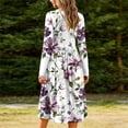 thumbnail image 7 of CHGBMOK Women's Midi Dress Long Sleeve Loose Fit Dresses Casual Crew Neck Print Dresses, 7 of 7