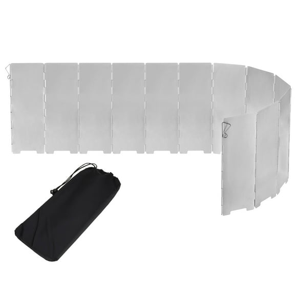 102 x 24CM Windscreen Camping Stove Heat Shield Stove Windshield Lightweight Folding with Drawstring Bag 12 Plates