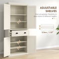 thumbnail image 5 of 72" Kitchen Pantry Cabinet, Freestanding Tall Storage Cabinet with 4 Doors & 1 Drawer, Traditional Kitchen Cabinet with 3 Adjustable Shelves for Dining Room, Cream White, 5 of 9
