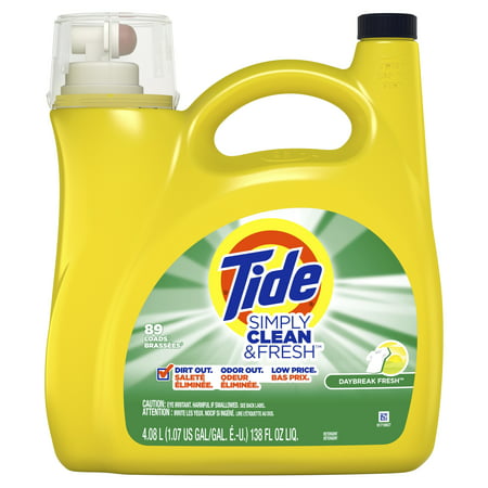 Tide Simply Clean & Fresh Liquid Laundry Detergent, Daybreak Fresh, 89 Loads 138 fl (Best Laundry Pre Soak)
