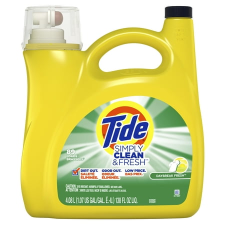 Tide Simply Clean & Fresh Liquid Laundry Detergent, Daybreak Fresh, 89 Loads 138 fl (Best Laundry Pre Soak)