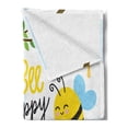 thumbnail image 2 of Honey Bee Soft Flannel Fleece Blanket, Cartoon Style Illustration of a Bee Happy Garden Scene and an Organic Honey Jar, Cozy Plush for Indoor and Outdoor Use, 70" x 90", Multicolor, by Ambesonne, 2 of 5