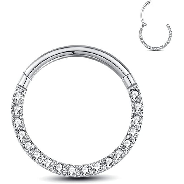 Yaoyaoyors Piercing-Ring Hinged Nose-Rings-Hoop Surgical Steel Earrings Body Pierecing Ring septum jewelry conch Segment Clicker Lip Rings cartilage Helix Tragus Snake Pyramid Cuts Design Septum ring