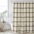 thumbnail image 6 of Linen Buffalo Check Shower Curtain Set - Small 36" x 72" Washable Bathtub Curtain with 12 Hooks, Retro Black Lines Grid Pattern Waterproof Fabric Stall Shower Curtains for Bathroom/Bathtub Décor, 6 of 6