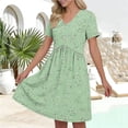 thumbnail image 6 of BRGZLK Dresses For Women 2026 Printed Casual Summer V Neck Babydoll Dress Short Sleeve Fashion Beach Vacation Clothes, 6 of 6