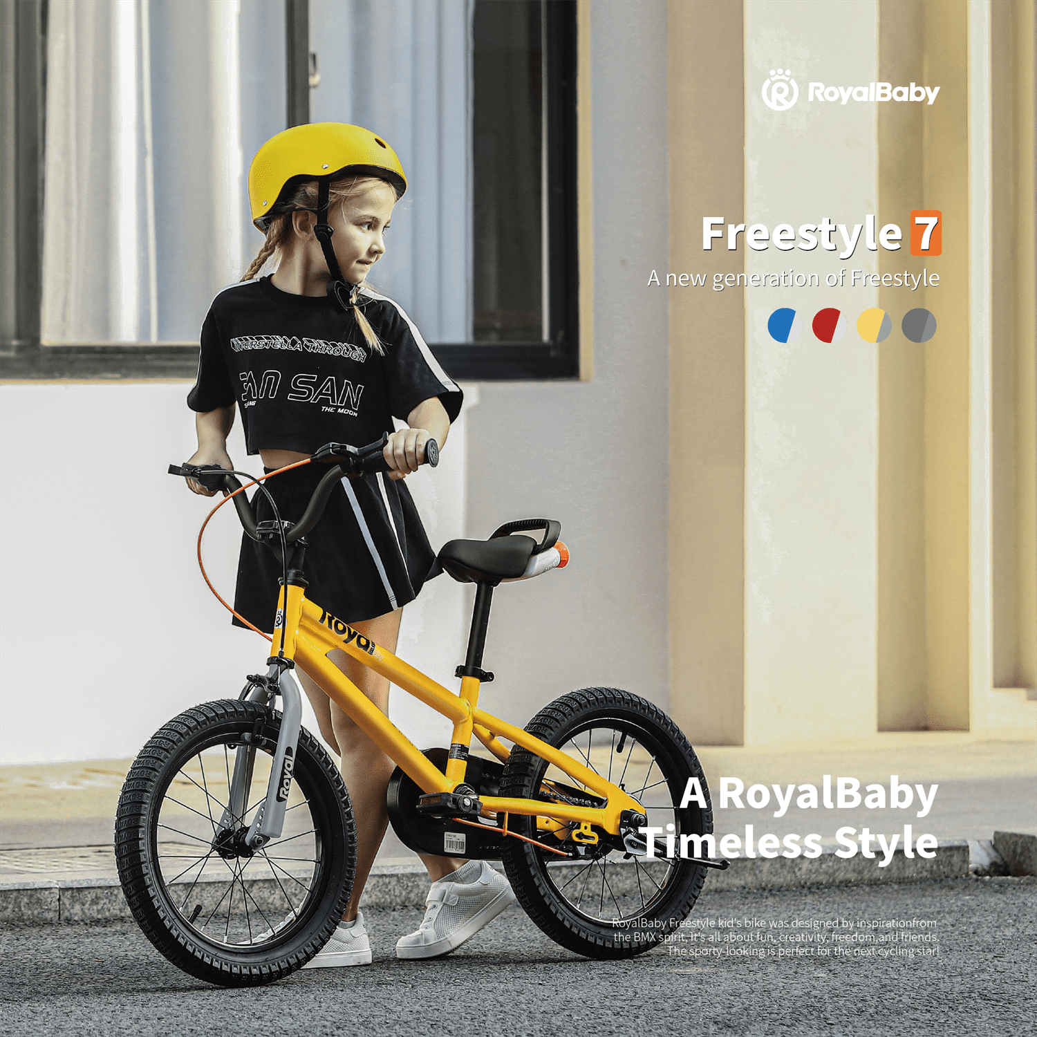 Royalbaby Freestyle 7 Kids Bike Toddlers 18 Inch Wheel Dual Handbrakes Bicycle Beginners Boys Girls Ages 3-5 Years, Kickstand and Water Bottle Included, Blue