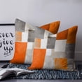 thumbnail image 2 of 24x24 Pillow Covers Set of 2, Burnt Orange Throw Pillow Covers Decorative Couch Cushion Case, Grey Modern Abstract Art Oil Painting Geometric Microfiber Square Pillowcases for Bedroom Car Living Room, 2 of 7