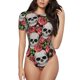 thumbnail image 1 of Fotbe Skull and Roses Body de Mujer con Cuello Redondo y Mangas Cortas, Sin Mangas Ajustado, Suave, Cómodo y Básico-Small, 1 of 7