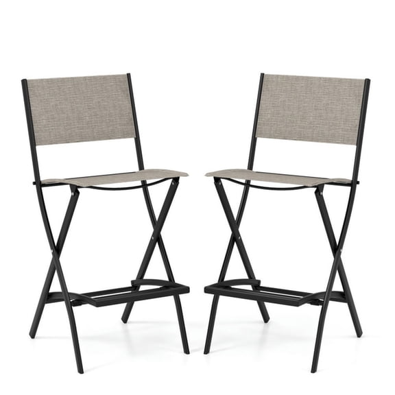 Aimee Lii Folding Bar Stools Set of 2 Backrest Humanized Footrest, Outdoor Patio Furniture for Balcony Porch Backyard, Sturdy-Coffee
