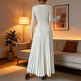 thumbnail image 5 of QUNYINEY White Spring Wedding Guest Dresses for Women Long Sleeve Party Long Evening Bodycon Dresses Prom Formal Slim Fit Crew Neck Flowy Dresses, 5 of 7