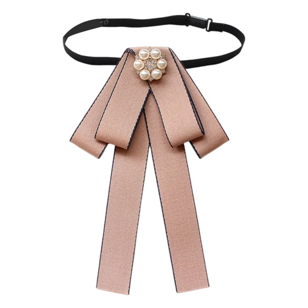 Corbata de lazo preanudada para mujer, elegante para eventos formales, versátil y sin arrugas. Caqui
