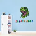 thumbnail image 2 of Custom Name T-Rex Dinosaur Head Wall ArtWall Decal Decoration Joyful Cartoon Cartoon Animals Decorating Ideas for Child's Bedroom Size: 10 In(W) x 9 In(H), 2 of 5