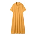 thumbnail image 4 of Bxsruta Womens Maxi Shirt Dress Casual Collared V Neck Short Sleeve Flowy Long Dresses with Pockets, 4 of 4
