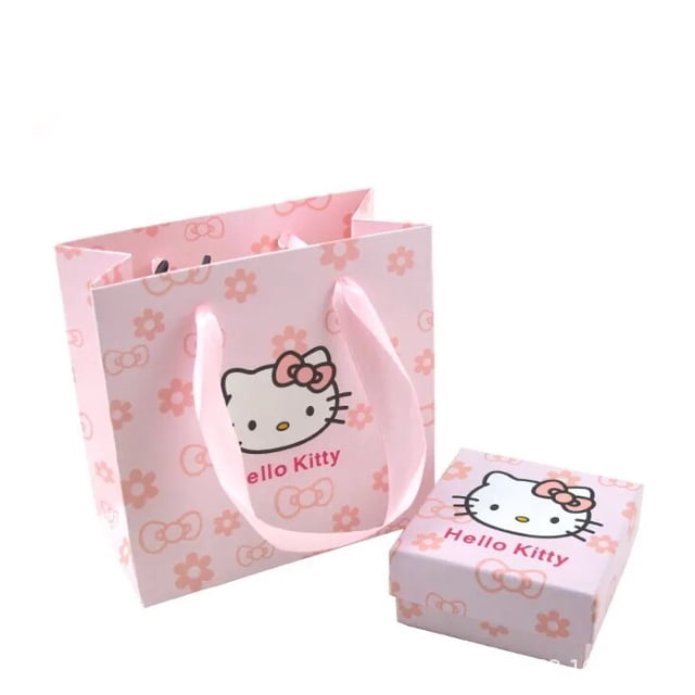 Sanrio-Caja de regalo de Hello Kitty, bolsa de regalo Original de alta gama para collar, anillo, caja de embalaje, conjunto de caja de regalo de joyería para niños y mujeres