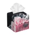 thumbnail image 1 of Fotbe Pink White Ocean Waves Porta Pañuelos Decorativo de Cuero, Caja Cuadrada Moderna para Pañuelos Faciales, Organizador y Dispensador 5x5x5'', 1 of 7