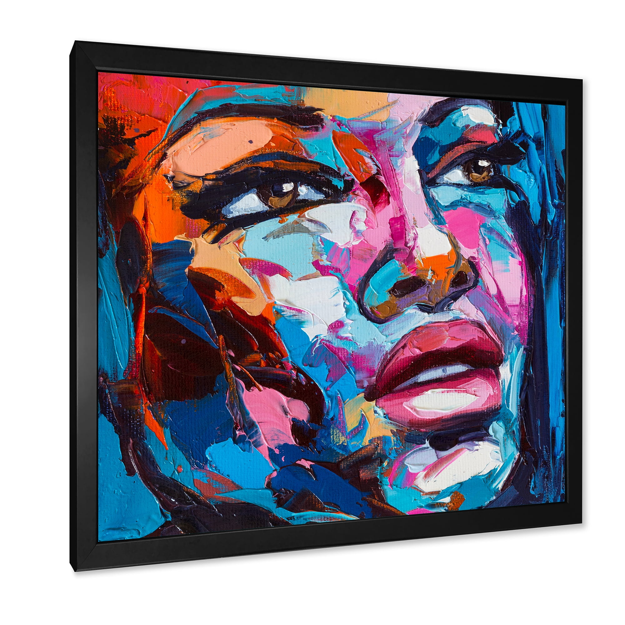Designart 'Abstract Colorful Fantasy Portrait Of A Young Woman III' Modern Framed Art Print