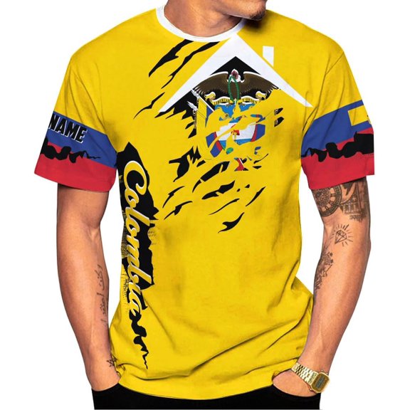 Personalized Colombia Shirt 3D, Custom Colombia Flag Shirts for Men Women, Colombian Pride T-Shirt, Unisex Shirt (S)
